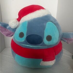 Blue and Red Stitch Plushie with Santa Hat